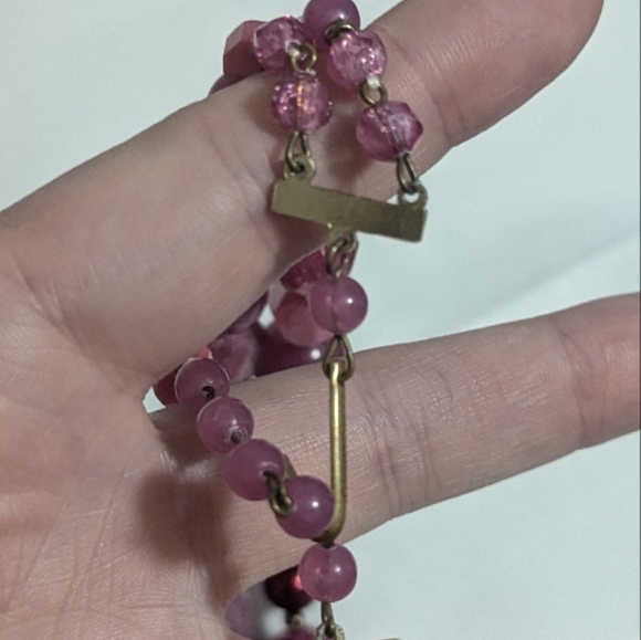 Vintage Elegant Multi-Purple and pink Beaded Necklace - plastic - marked Germany - Picture 5 of 6